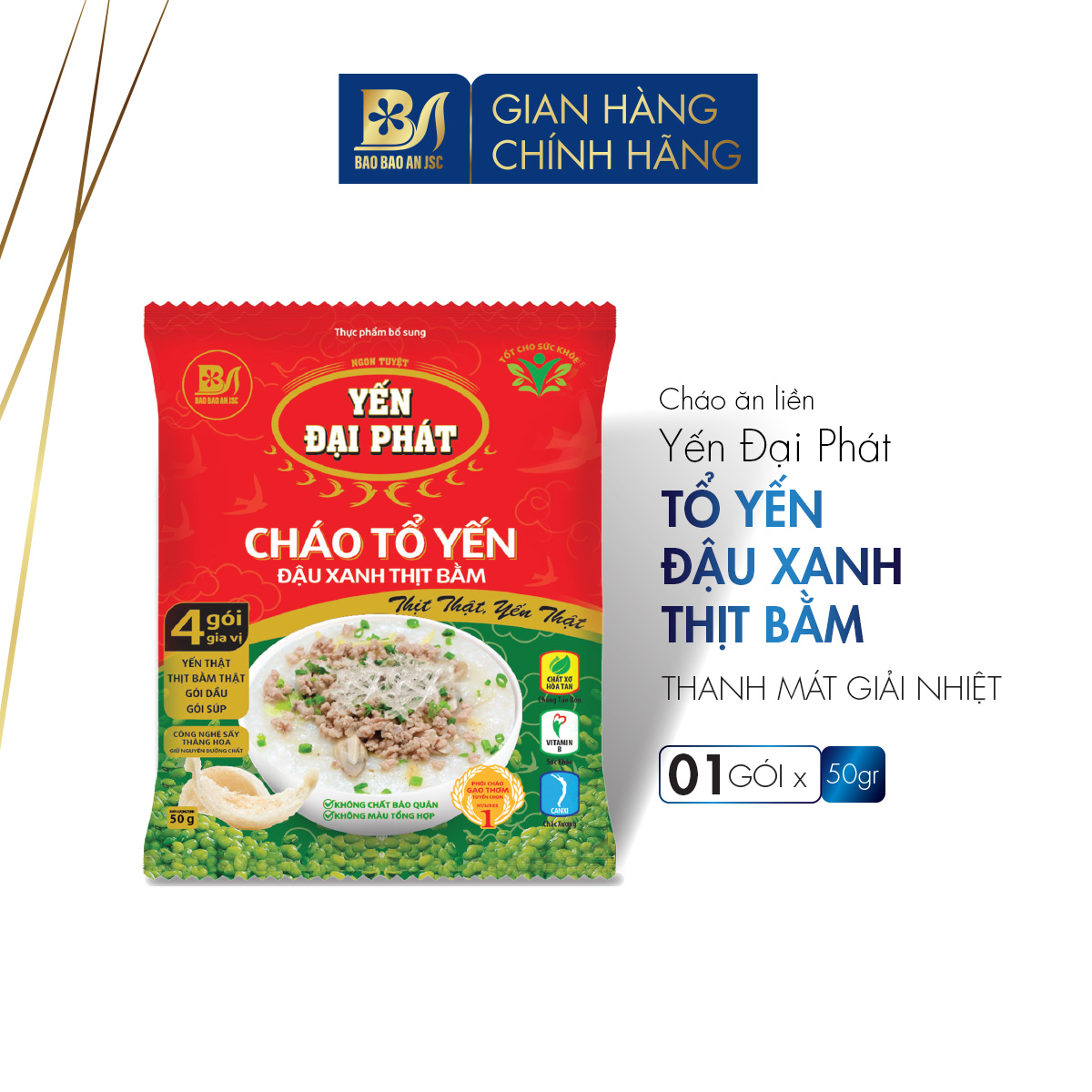 Cháo tổ yến đậu xanh thịt bằm x 50gr