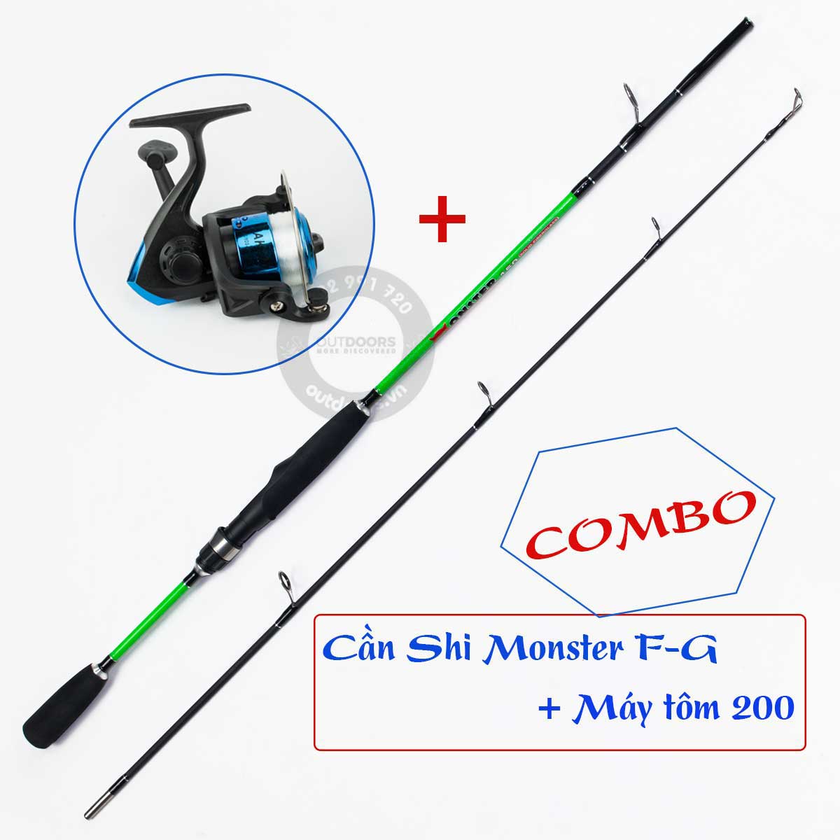 Combo cần câu shimano monster 1m5/1m65 + máy câu tôm ak 200