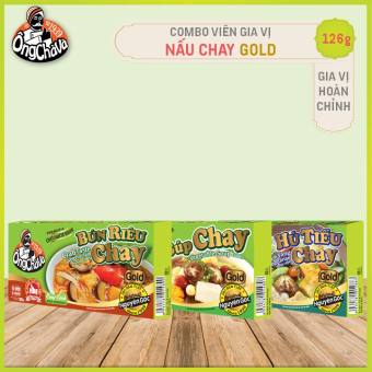 Combo 3 Hộp Viên Gia Vị NẤU CHAY Gold (Hủ tiếu chay, Bún Riêu Chay, Súp Chay)