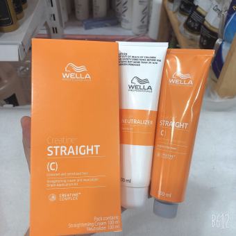 BỘ KEM DUỖI TÓC CAO CẤP WELLA CREATIN STRAIGHT TÓC YẾU CHỮ C  SÀI TẠI NHÀ 100ML