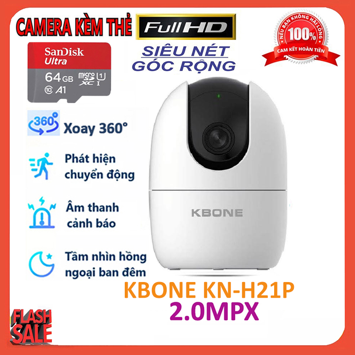 Camera kbone kn-h21p xoay 360° full hd 2.0mp siêu nét góc rộng đàm thoại hai chiều 100% chính hãng