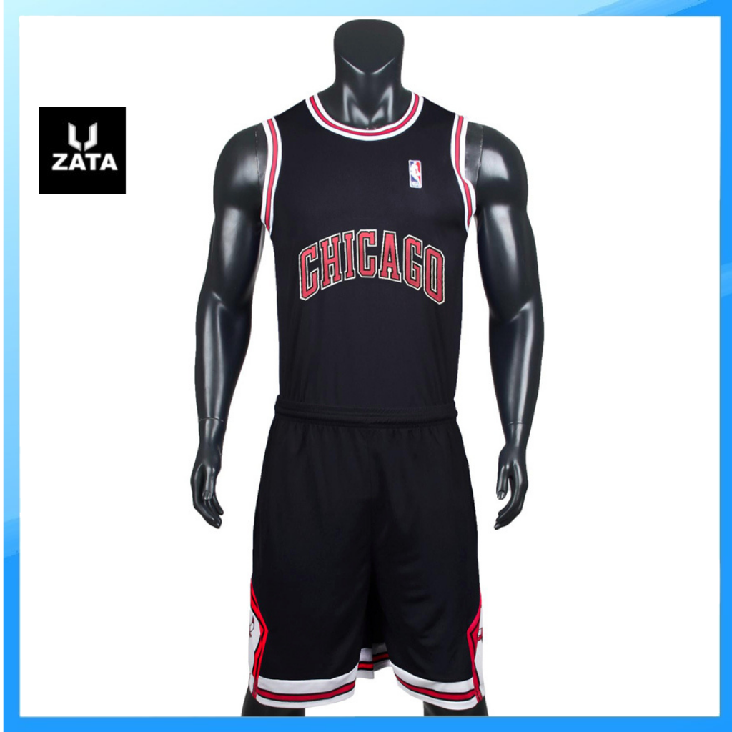 Áo Bóng Rổ Nam Chicago Đen Cao Cấp mẫu mới 2021, quần áo bóng rổ Zata VN