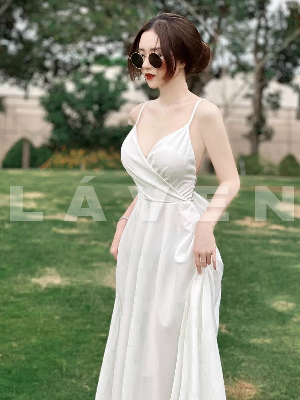 Đầm maxi voan công chúa hai dây thắt nơ lưng thời trang cực đẹp sang ,sịn,mịn