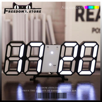 FEIGUO Hàn Quốc 3D kỹ thuật số LED âm thanh nổi Kỹ thuật số, nhiệt độ Đồng hồ báo thức treo tường Đồng hồ báo thức để bàn nhỏ Trang trí nội thất Đèn chiếu sáng ban đêm Đèn chiếu sáng phụ Không chói