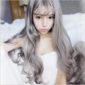 TẶNG LƯỚI] Tóc giả nữ nguyên đầu sợi tơ Hàn Quốc CÓ DA ĐẦU ( MÀU XÁM KHÓI