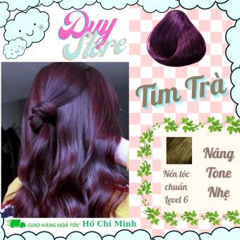 Thuốc Nhuộm Bộ collagen 3D Màu Tím Trà Kèm Oxy - Quà Tặng Bao Tay + Mũ Trùm + Choàng Nhuộm