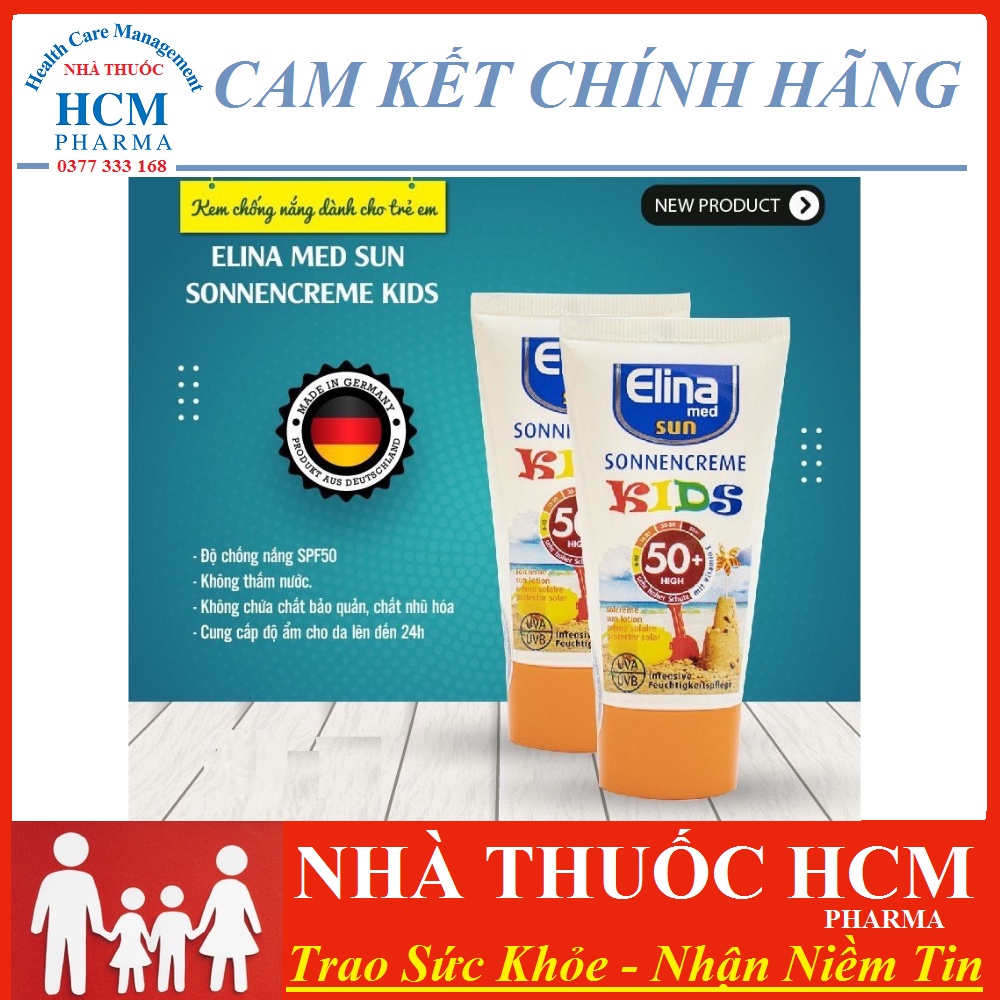 Kem chống nắng dưỡng ẩm chăm sóc cho da mặt body dành cho trẻ em ELINA SONNENCREME KIDS nhập khẩu Đức tuýp 50ml DVN10