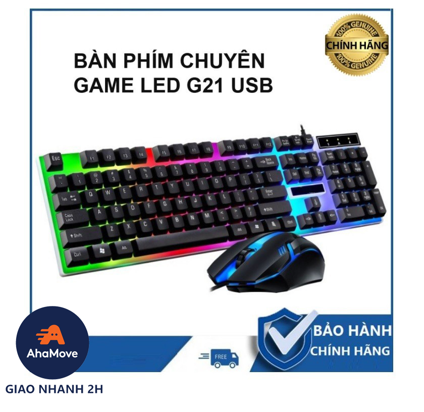 [GIAO NHANH 2H] Bộ Bàn Phím Giả Cơ Và Chuột Game Dành Cho Game Thủ NTC G21B Led Đa Màu, Combo bàn phím kèm chuột có đèn LED G21, Bàn phím cơ, Bàn phím chơi game, Bàn phím không dây bluetooth