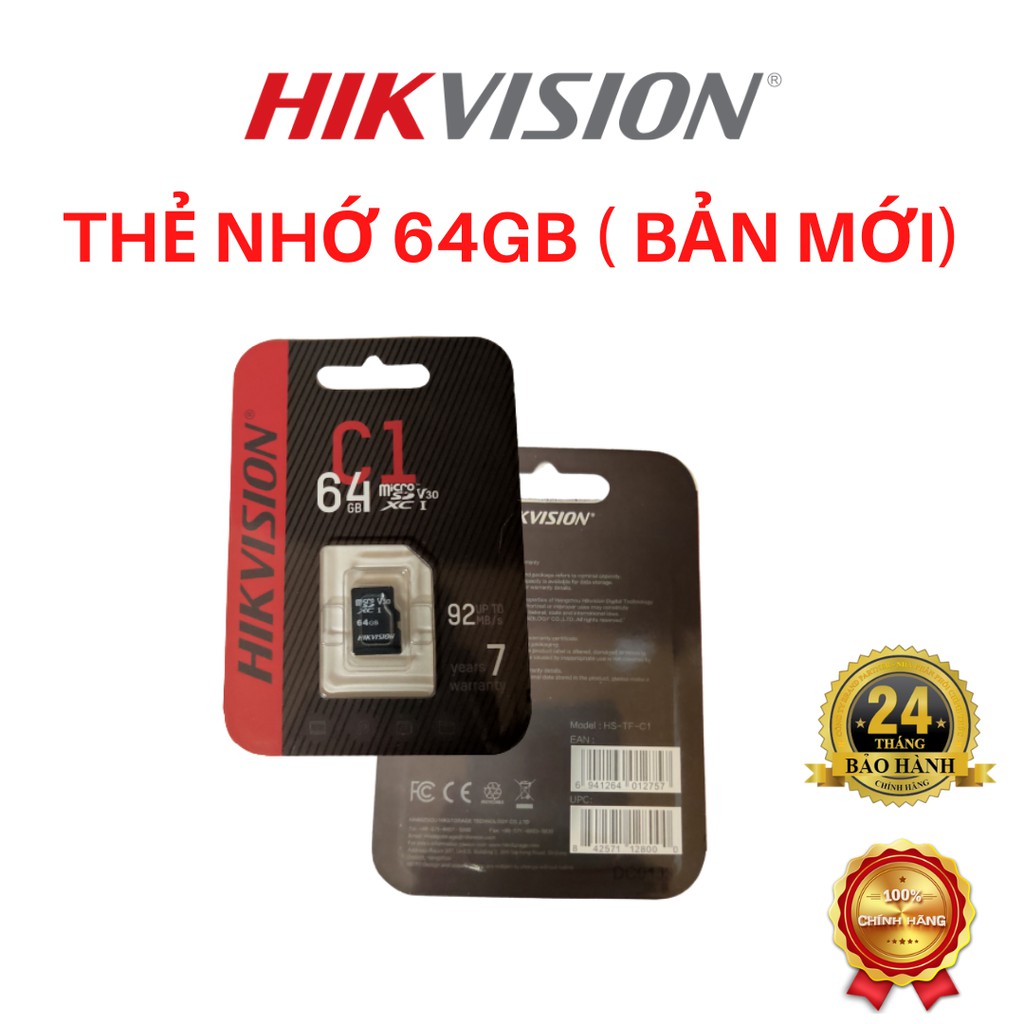Thẻ nhớ Micro SD Hikvision, ezviz, imou ,Kingston ,KBT  64Gb, 128G Chính Hãng bảo hành 2 năm