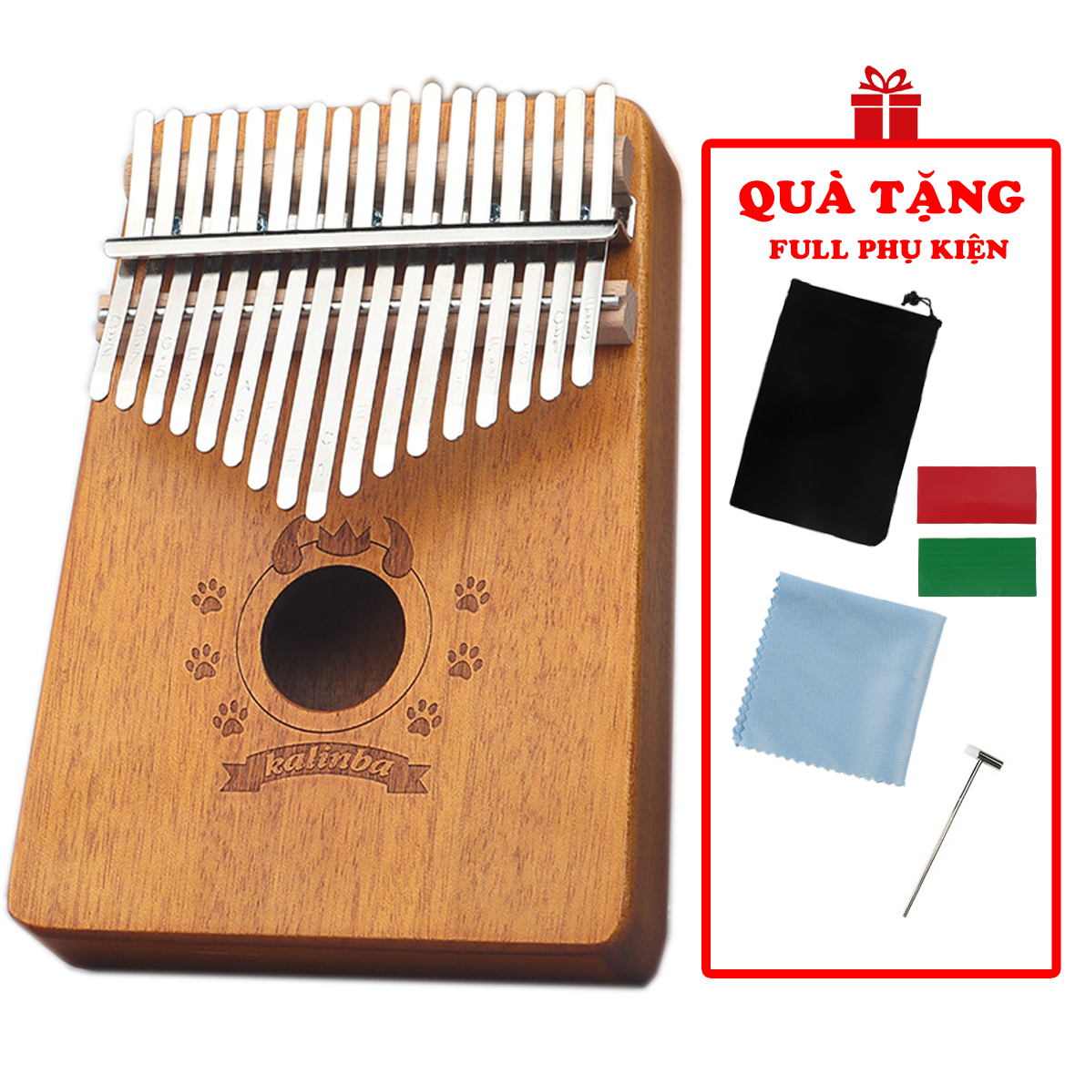 Đàn kalimba 17 phím - hình tròn - tặng full bộ phụ kiện - hàng có sẵn