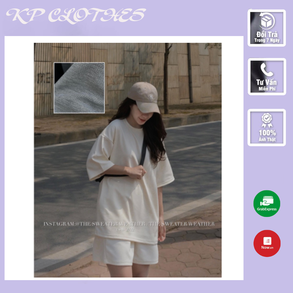 Set Bộ quần áo thun cộc tay ulzzang tổ ong 🦋 Set Tổ Ong Áo Phông Quần Đùi Dáng Rộng 3 Màu