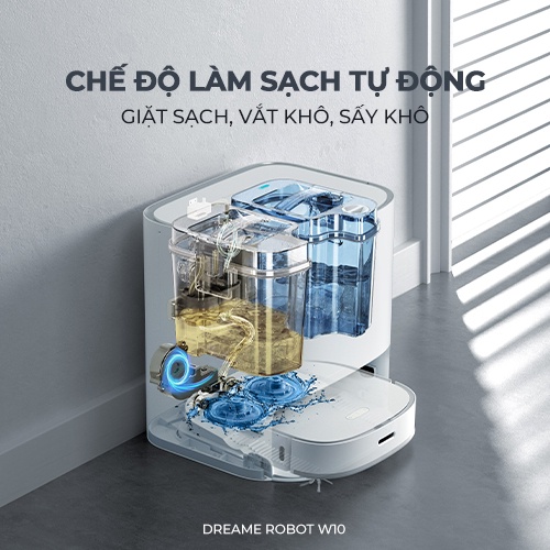 Robot hút bụi lau nhà thông minh dreame bot w10 - lực hút 4000pa - bh 12 tháng