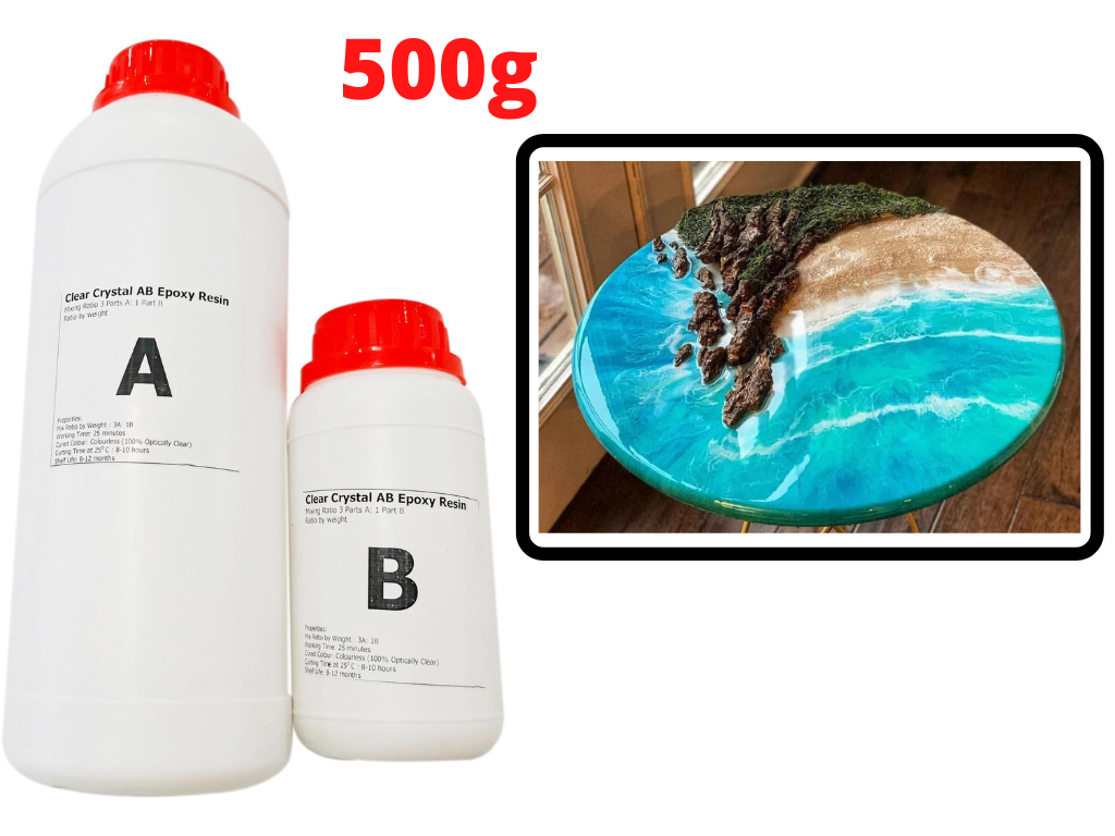 Keo Đổ Nhựa Làm Khuôn Vẽ 3D Trong Suốt AB Epoxy Resin Clear Crystal 500gram