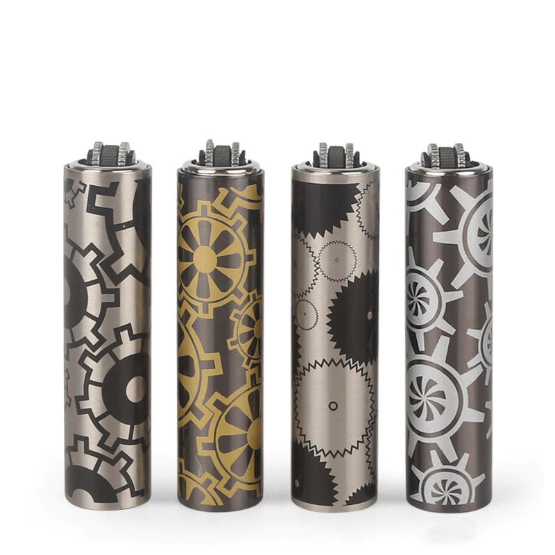 Bộ 4 bật lửa clipper vỏ kim loại hình bánh răng