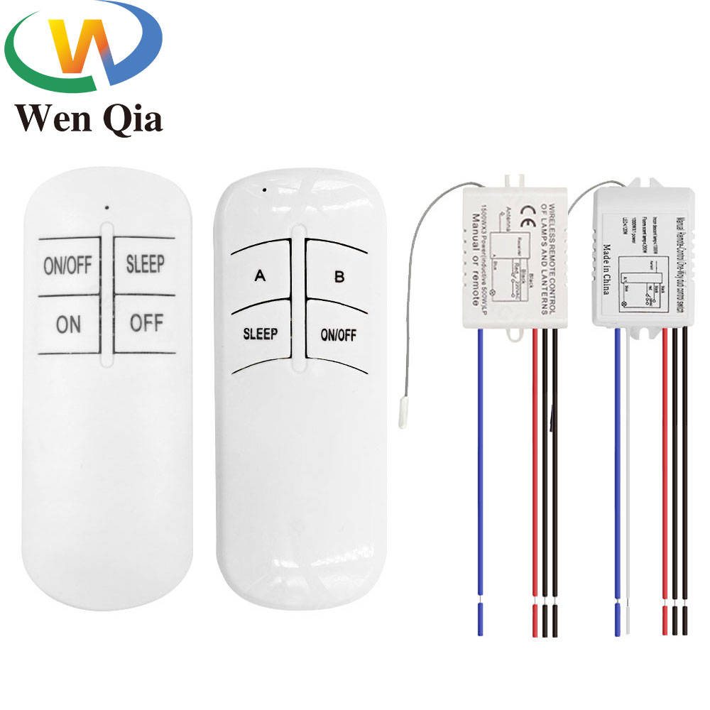 Wenqia công tắc bật/tắt 1/2 chiều công tắc điều khiển từ xa không dây bộ thu 220v 500w cho đèn nhà