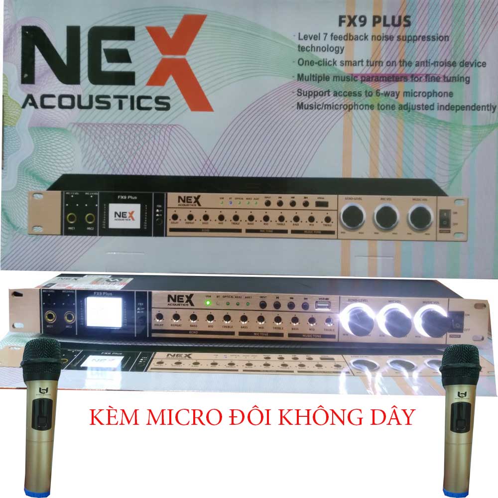 [kèm micro] vang cơ NEX Acoustics FX9 PLUS - Cho echo cực mượt &amp; Chống hú cực tốt - Có Cổng quang &amp; Bluetooth