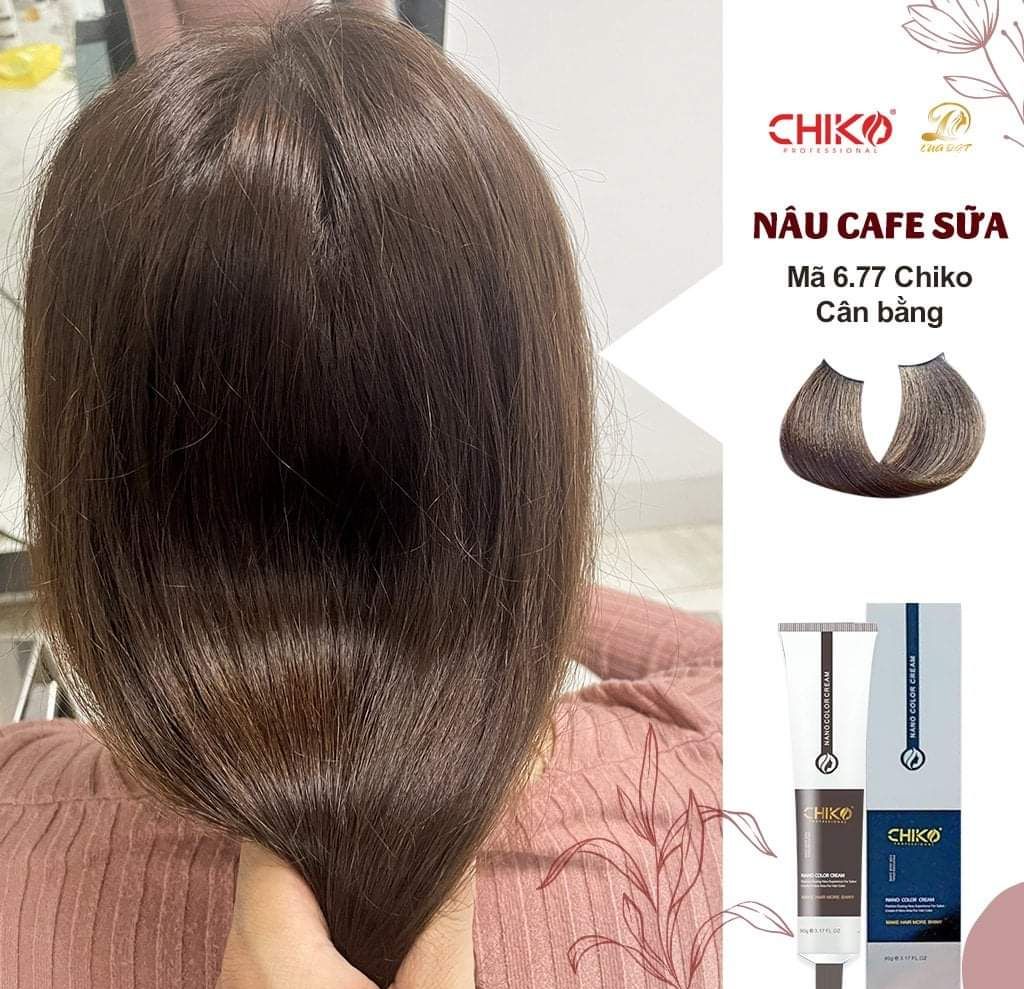 Kem Nhuộm Tóc Màu Cafe Sữa (Không tẩy tóc, kèm oxi và găng tay)