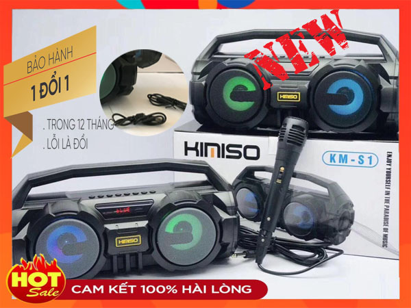 Loa karaoke bluetooth kimiso km-s1 kèm mic hát - loa xách tay kimiso siêu bass pin khủng âm lượng lớn , mic hát dài 3mloa bluetooth 5.0