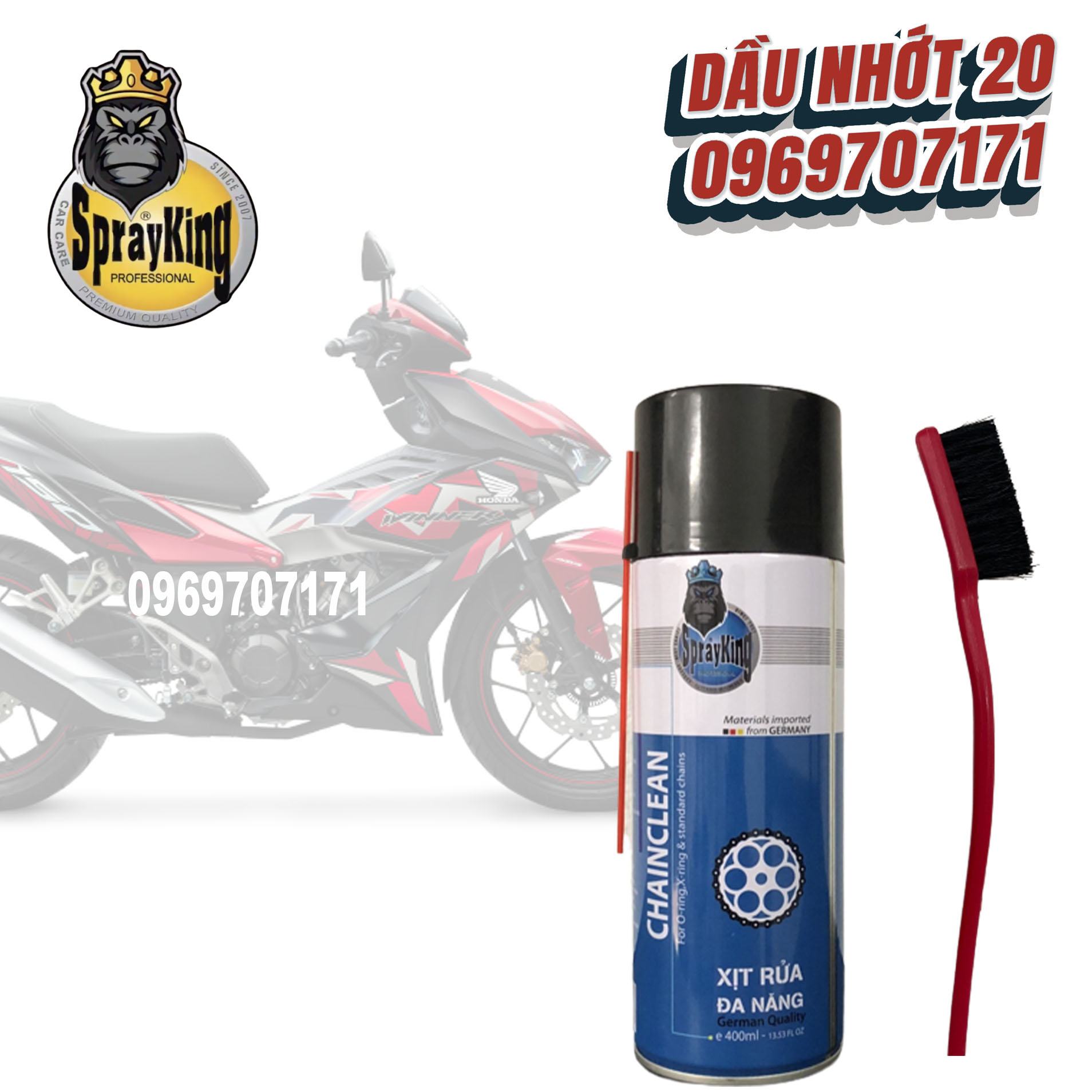 Rửa sên sprayking chai 400ml + Bàn chải chà sên