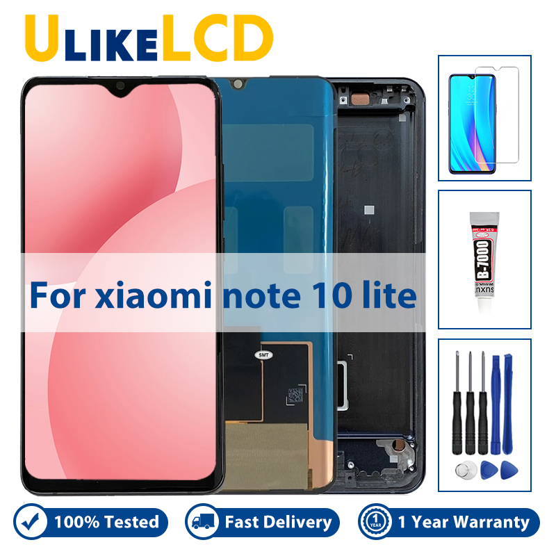 Thử nghiệm 100% cho xiaomi mi note 10 lite màn hình hiển thị màn hình lcd + màn hình cảm ứng với công cụ miễn phí cho mi note 10 lite lcd