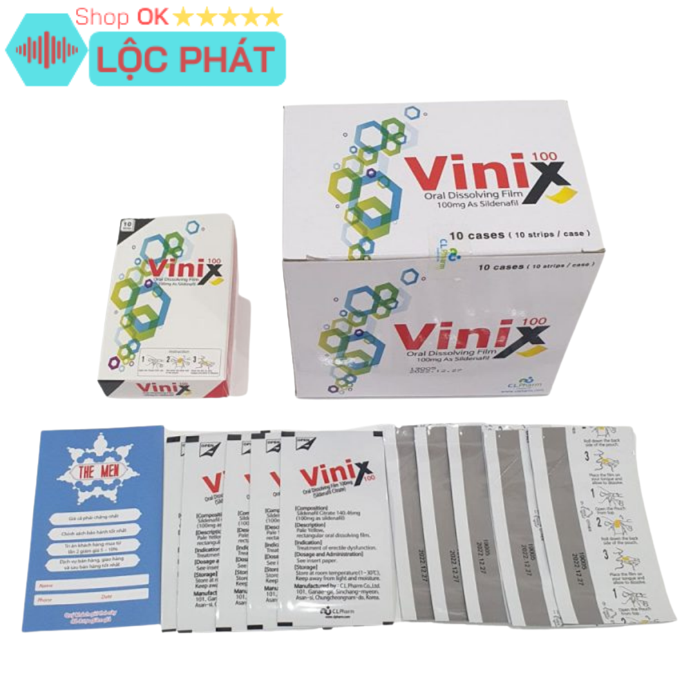 KOREAN 1 Hộp 10 tem vinix -10 Hộp 10 Tem Vinix 100g 1 Tem Hàn Quốc - Đảm Bảo Hiệu Quả - Không Tác dụng hoàn tiền Hộp Tem ngậm Vinix 100mg 10 tem hàng chính hãng CLPharm Hàn Quốc
