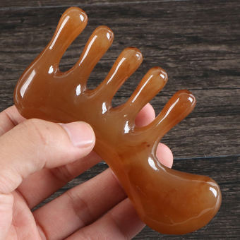 AwG5jcfO Dụng cụ gua SHA sừng bò tự nhiên lược cạo toàn thân mát xa có răng rộng