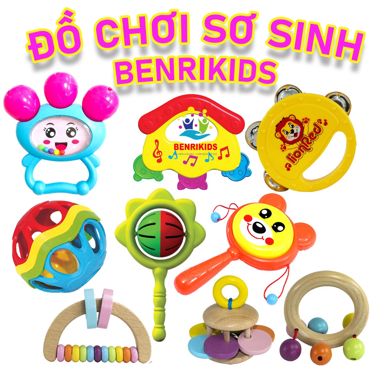 Đồ Chơi Sơ Sinh Lục Lạc Nhiều Món Phát Ra Tiếng Kêu Trong Trẻo Cho Trẻ Từ 0 Đến 12 Tháng Phát Triển Kỹ Năng Cơ Bản,Xúc Xắc Có Tay Cầm Hàng Việt Nam Với Chất Liệu An Toàn