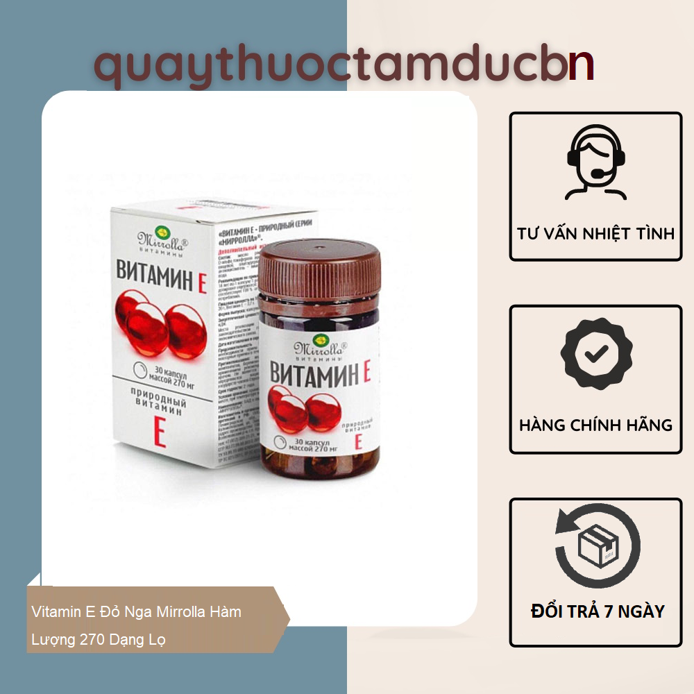 Vitamin E Đỏ Nga Mirrolla Hàm Lượng 270 Dạng Lọ