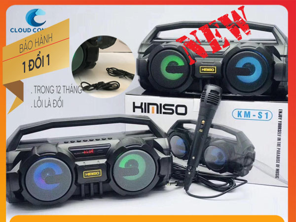 Loa super bass karaoke bluetooth kimiso km-s1 - loa cầm tay kimiso siêu bass âm lượng lớn , mic hát dài 2m loa bluetooth 5.0