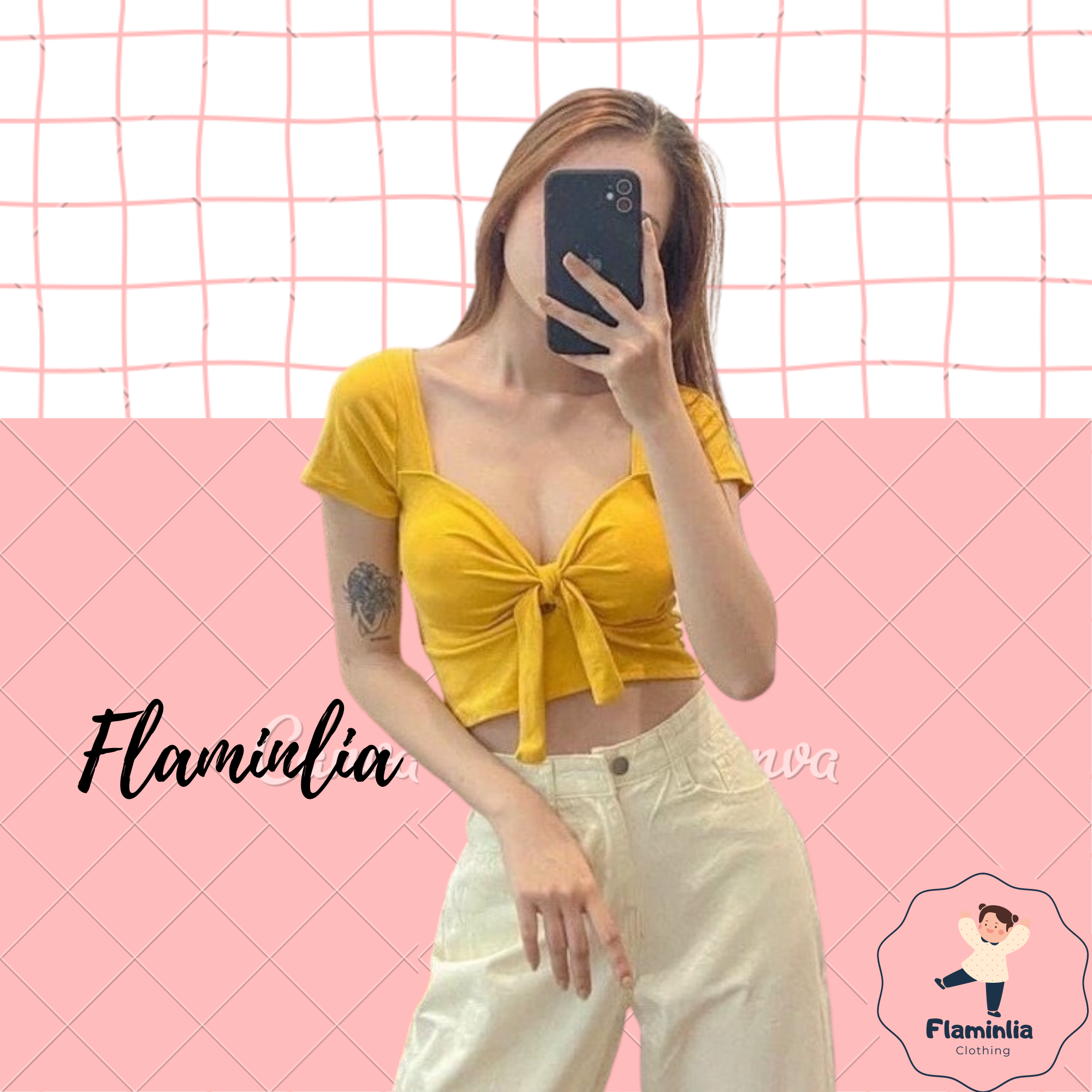Áo thun Body Croptop tay ngắn, cột nơ trước ngực có kèm mút ngực