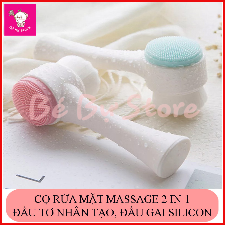 Cọ rửa mặt và tẩy da chết 2 đầu - Làm sạch da mặt nhạy cảm - Massage mặt nhẹ nhàng - Dụng cụ trang điểm, Cọ rửa mặt 2 đầu 3D massage gai silicon giúp làm sạch da hơn