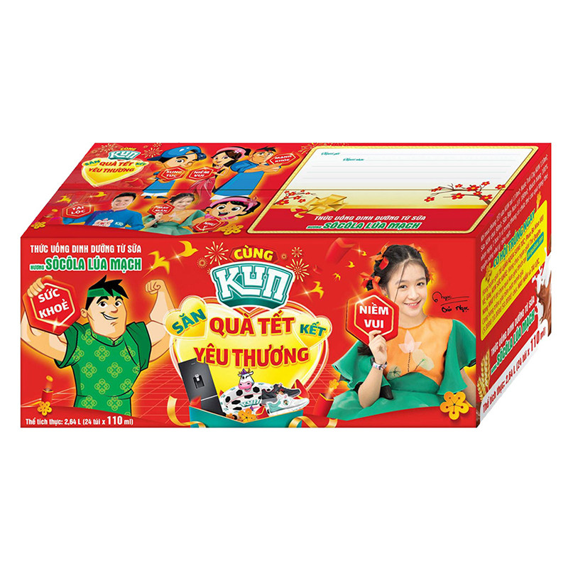 Thùng 24 túi sữa chua uống socola lúa mạch lif kun 110ml.