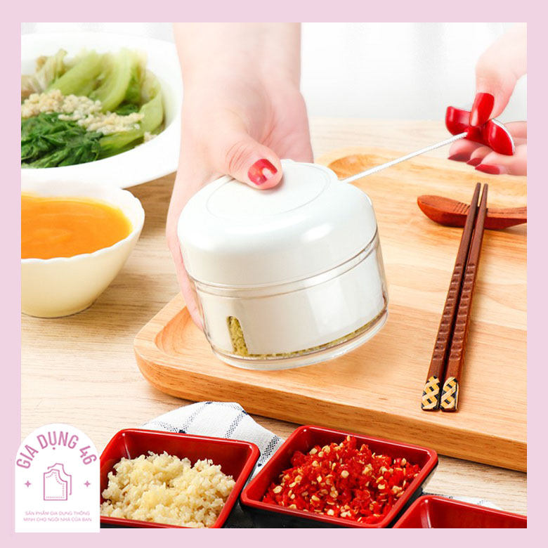 Dụng cụ xay tỏi ới xay thịt mini cầm tay cơ học