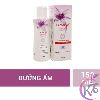 Dung dịch vệ sinh phụ nữ Lactacyd Soft & Silky dưỡng ẩm 150ml - nước vệ sinh vùng kín chiết xuất từ sữa dưỡng ẩm