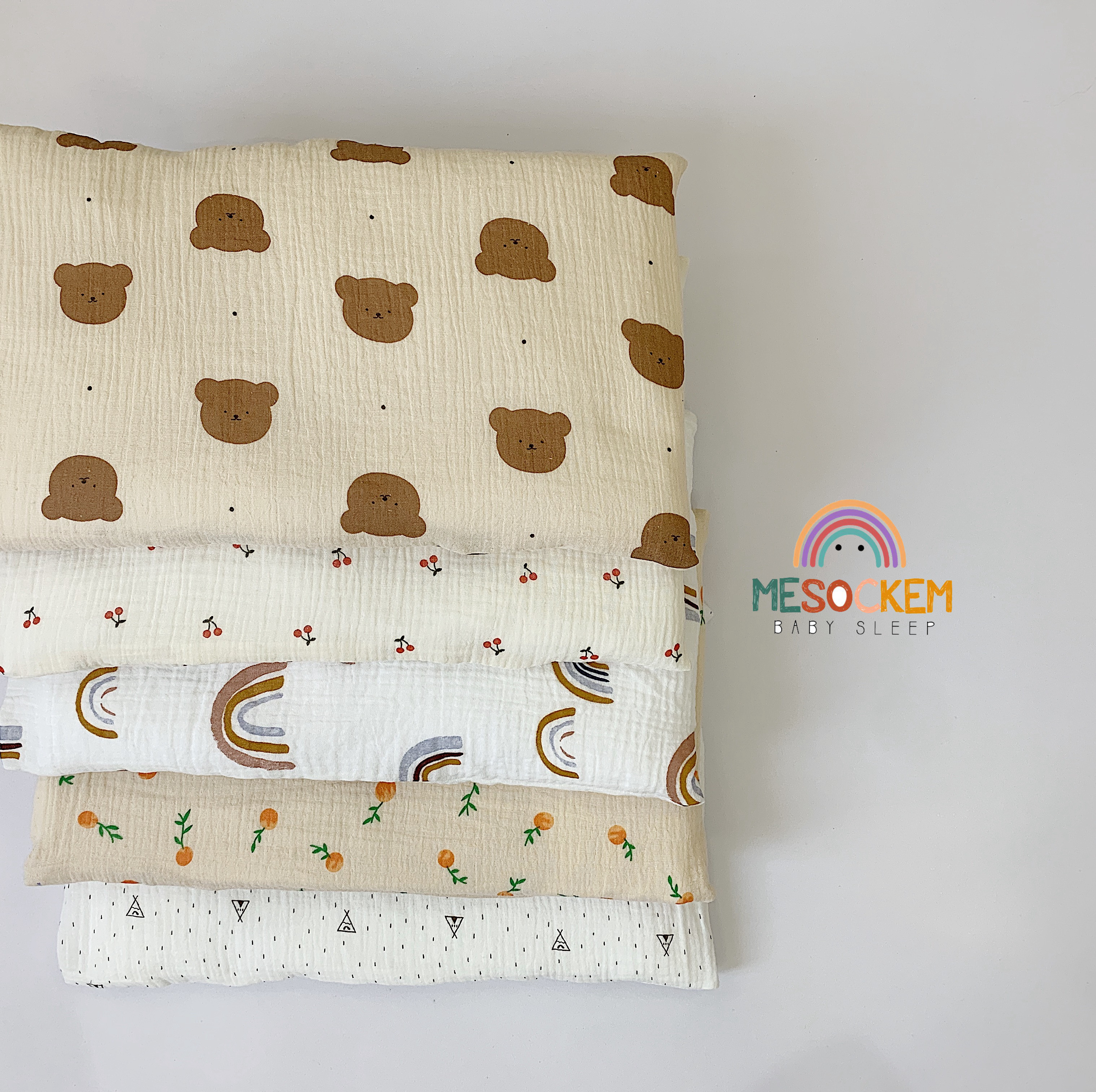 Gối nằm cho bé sơ sinh vải muslin organic