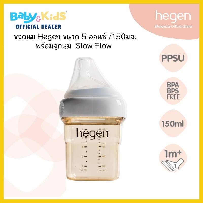 Hegen ขวดนม ขนาด 5 ออนซ์ / 150 มล. พร้อมจุกนม Slow Flow(1เดือน+) น้ำนมไหลช้า ( 1 หยด )ของแท้ศูนย์ไทย ราคา 820 บาท*ส่งฟรี