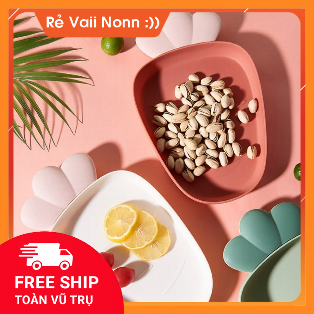 [ĐƯỢC CHỌN MÀU] Đĩa Nhựa Trái Cây Nhỏ Gọn Kiểu Dáng Cực Đáng Yêu Dễ Thương Có Ngăn Đựng Tâm Siêu Tiện Lợi