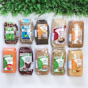 Các loại Hạt hữu cơ Markal Nhập Khẩu chính hãng cho bé ăn dặm - Yến mạch, đậu gà, đậu hà lan, hạt chia, diêm mạch...