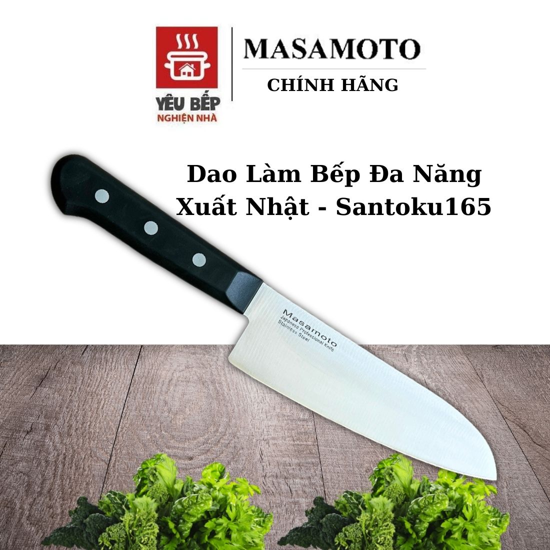 Dao xuất Nhật Masamoto thái gọt đa năng siêu sắc bén Santoku165 MK101