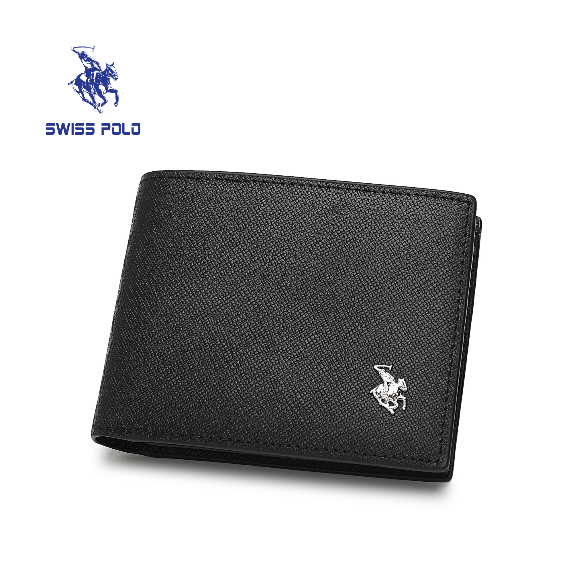 SWISS POLO Genuine Leather RFID Short Wallet SW 179-2 BLACK