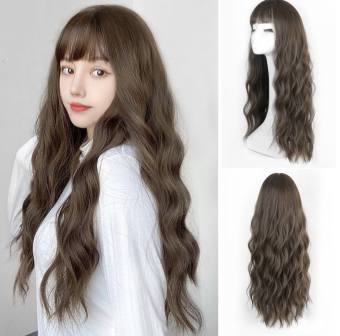tóc giả nữ nguyên đầu xoăn sóng dài, tóc giả bộ cả đầu xoăn hàn quốc