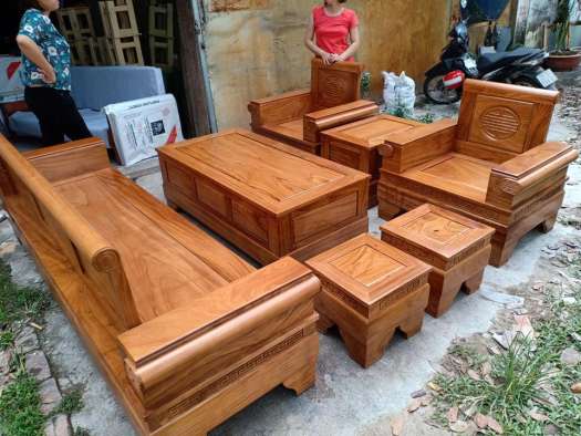 bộ bàn ghế phòng khách sofa pháo gỗ xoan đào