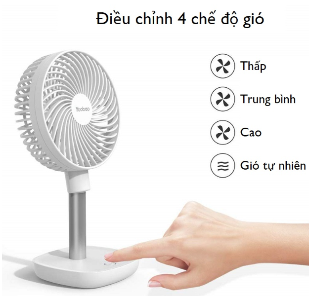 Quạt sạc mini để bàn yoobao f1 10.000mah - màu xanh