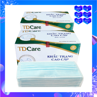 BỘ 2 HỘP KHẨU TRANG Y TẾ TDCare -4 LỚP (XANH )- 50 CÁI/HỘP. - Khẩu Trang Y Tế TDCare