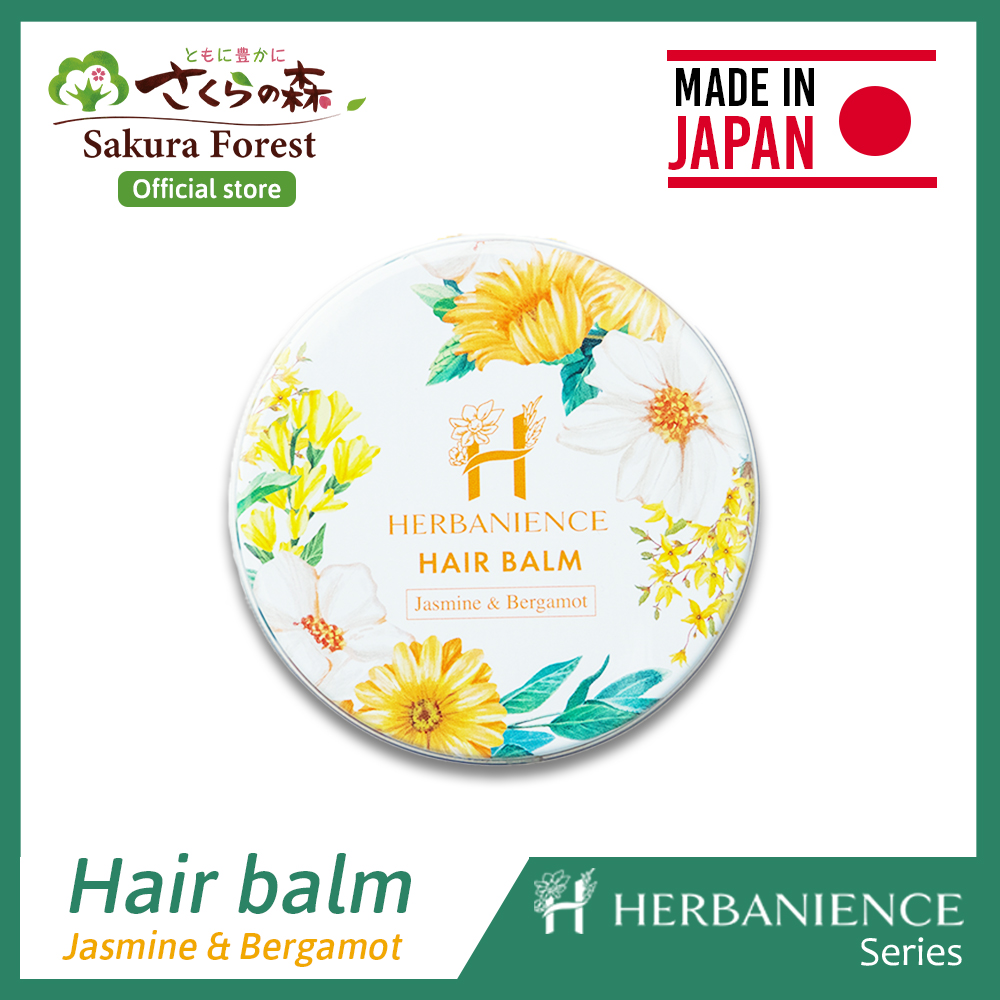 Gambar [Japan s Authentic Brand] Organic Hair balm | HERBANIENCE Jasmine   bergamot Hair Balm |  Made from 10 kinds of organic oils | Sakuranomori | for Dry hair, curly hair, Damaged Hair