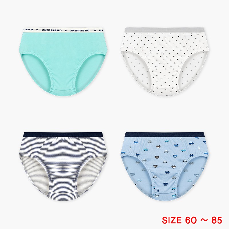 (11-35kg) Set 4 quần chip tam giác cotton spandex cho bé trai Unifriend Hàn Quốc U6010