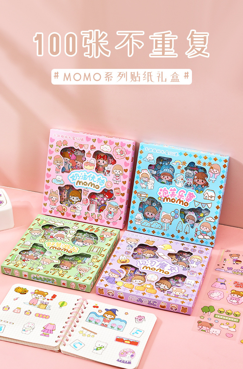 Hộp combo 100 miếng sticker dễ thương, cute nhiều chủ đề