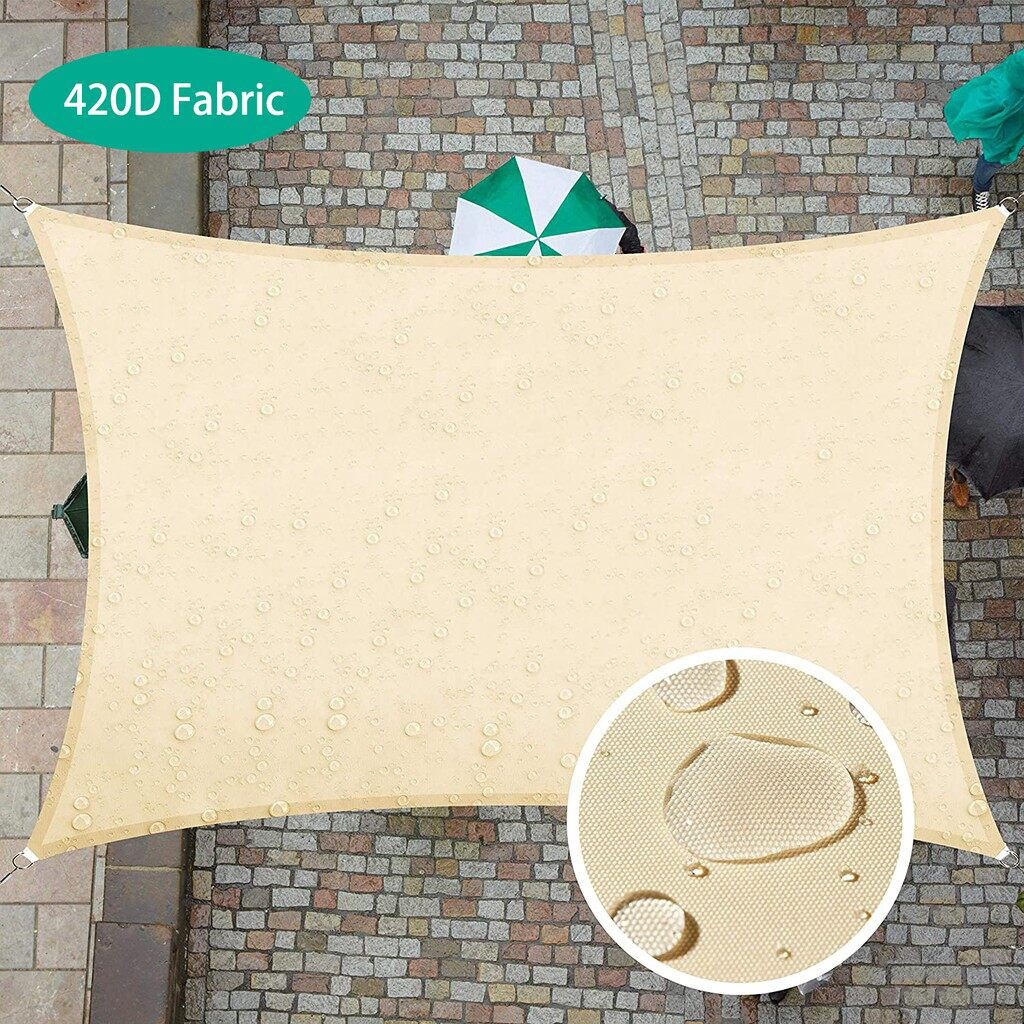 Màn Che Nắng 420D Che nắng Cánh buồm Hình chữ nhật Polyester chống thấm Tán 98% UV Chặn tia UV & Chống nước Vải che nắng cho Lớp ngoài trời Sân vườn Sân sau Sân vận động