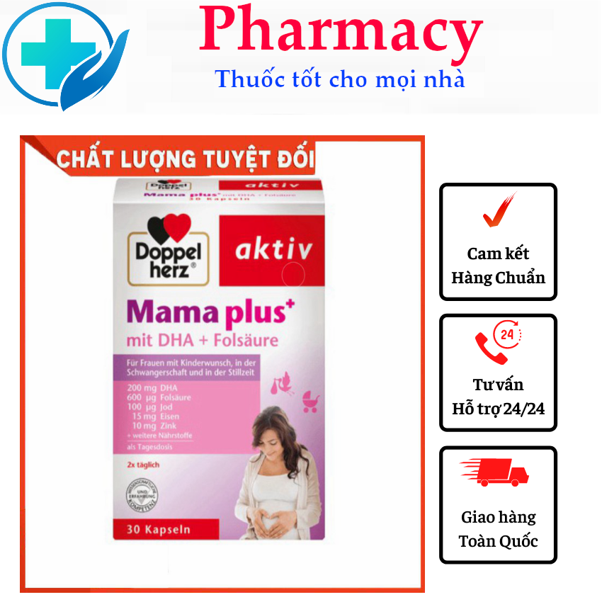 Doppelher aktiv vitamin tổng hợp cho bà bầu mama plus mit dha + flosaure - hộp 30 viên