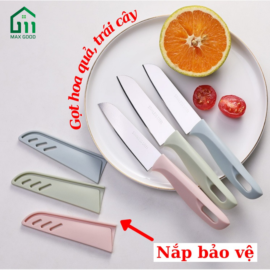 Combo 1-2-3 Dao gọt hoa quả chất liệu thép không gỉ có bao an toàn(lưu ý mua theo phân loại)